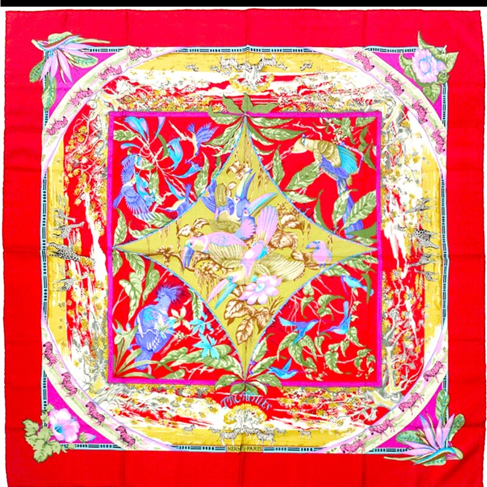Hermes scarf “Tropiques” by Laurence Bourthoumieux.